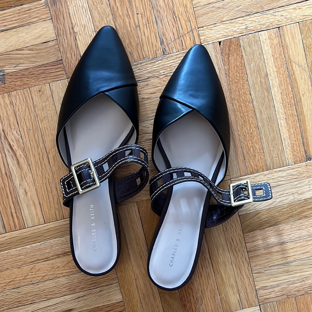 Charles & Keith Pointed Flat Mule, never worn